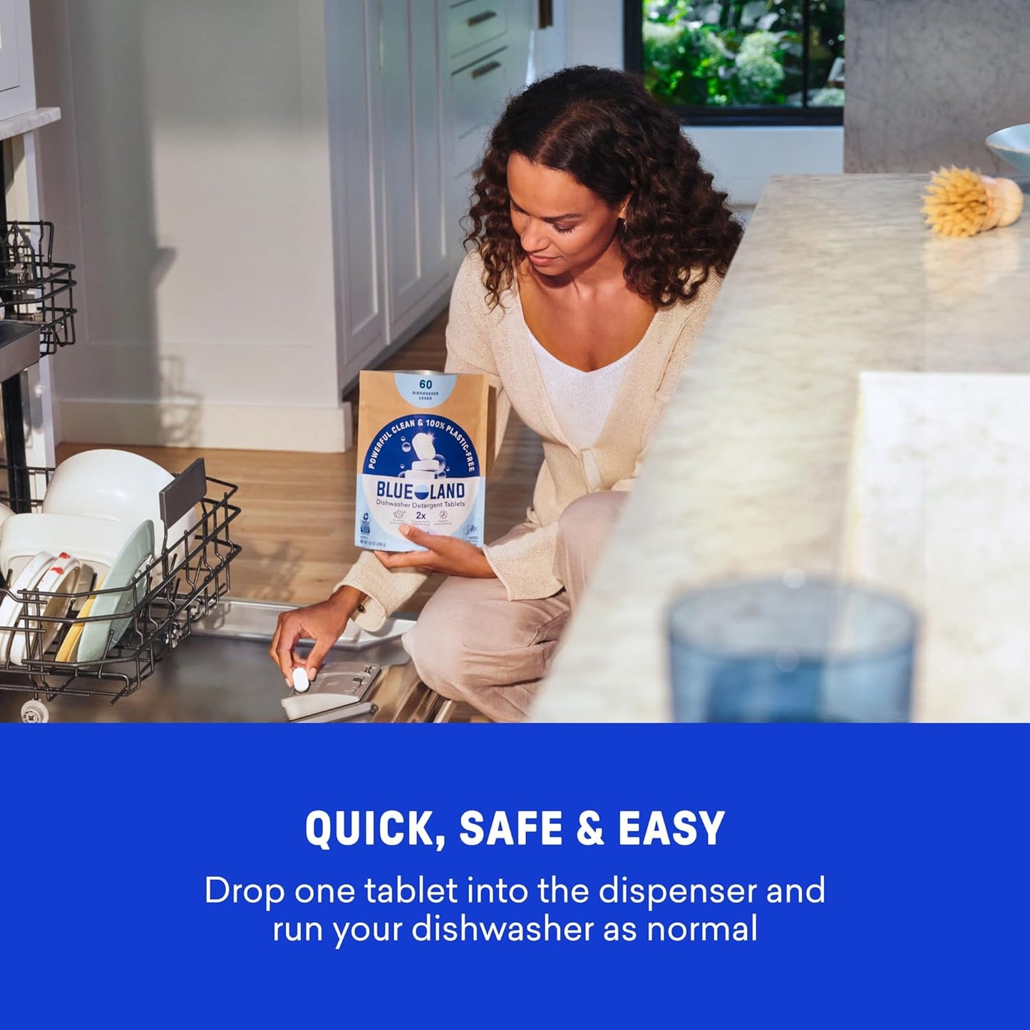 BLUELAND 60-load dishwasher detergent tablets packaging
