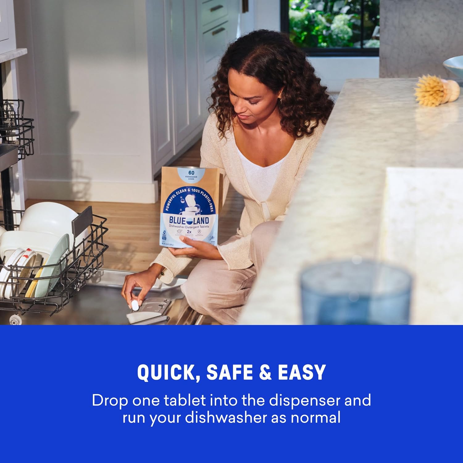 BLUELAND 60-load dishwasher detergent tablets packaging
