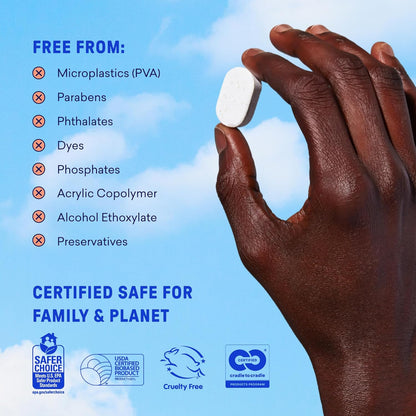 Fragrance-free white dishwasher detergent tablet